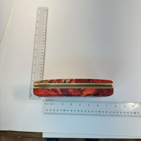 Vintage 1960s Red Clutch Cosmetic Jewelry Purse Vanity Storage MCM Decor - Picture 3 of 8